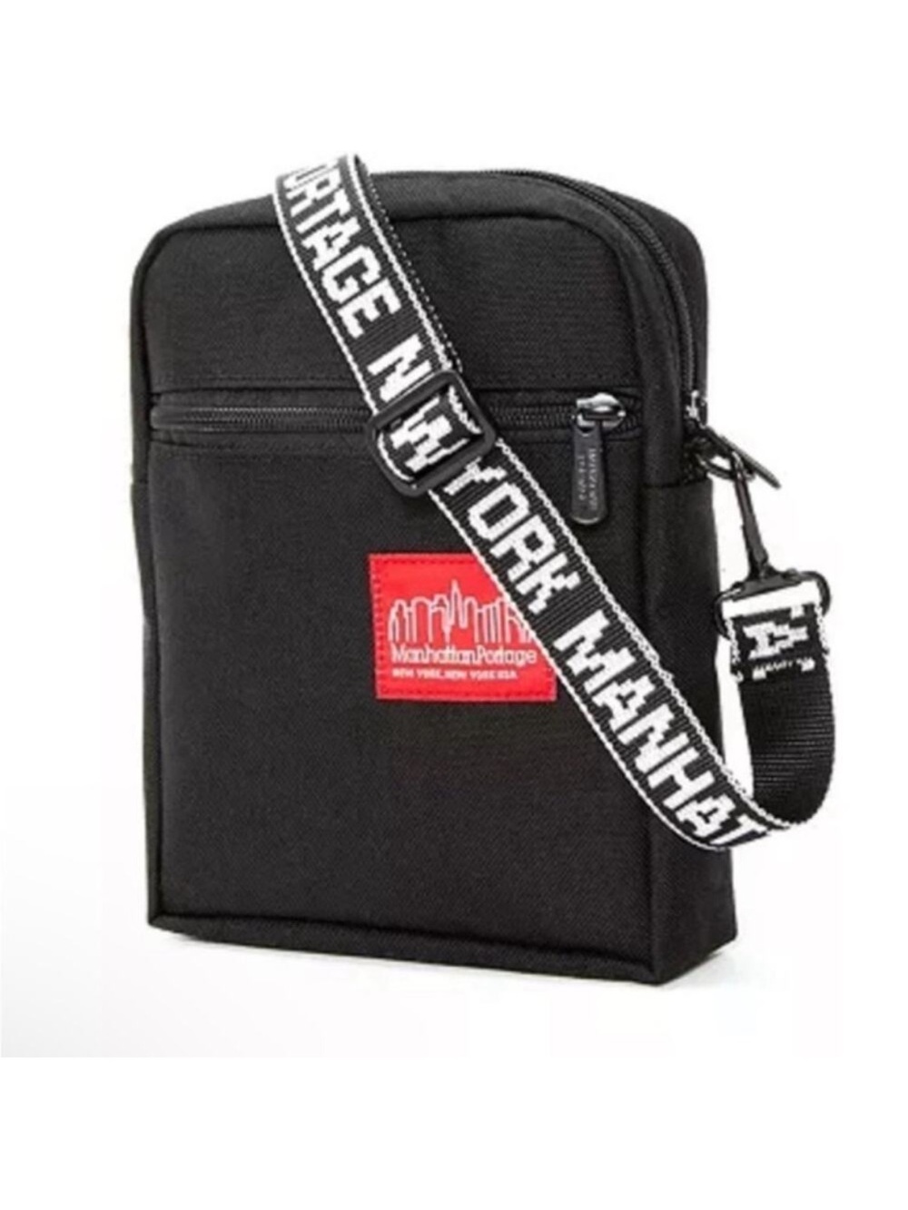 Manhattan Portage Emblem City Lights NEW YORK Black Nylon Crossbody Bag Small